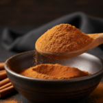 Firefly_Gemini Flash_A -spoon shot-—a wooden spoon lifting from a bowl of bright Cinnamon Powder, showing 393750