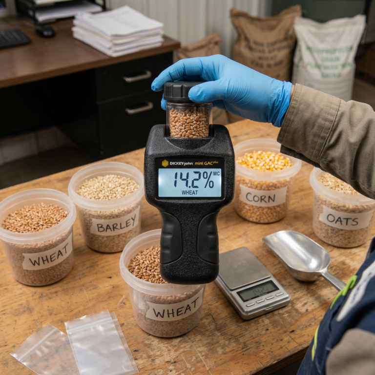 Moisture meter testing grains